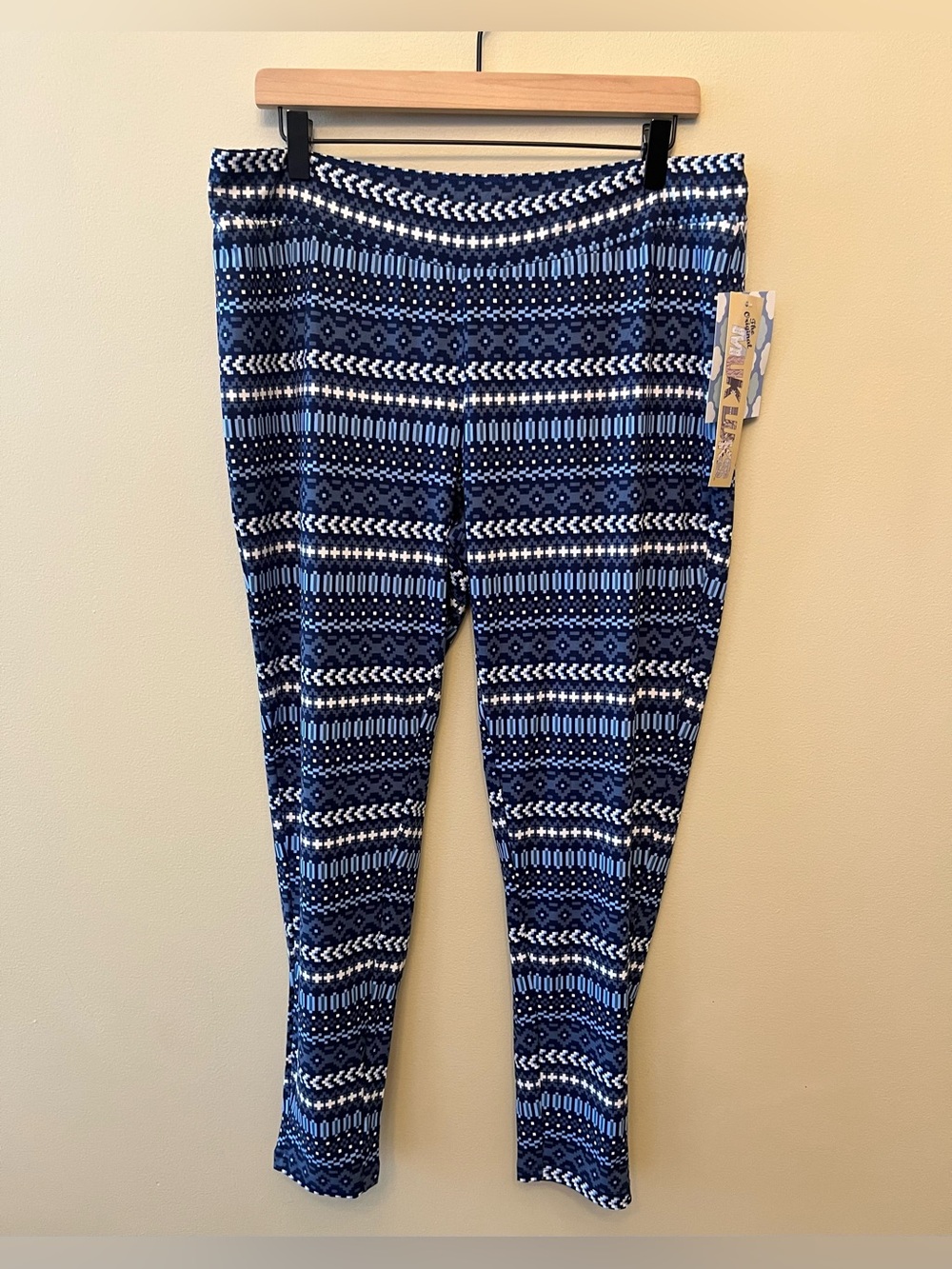 NWT The Original Muk Luks Fair Isle Lounge Pants Women's Size 1X Blue White
